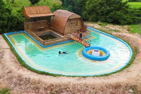 200 Days We Build Modern Bamboo Resort House , Fish Pond , Swimming Pool &amp; Fire Pits For Cooking