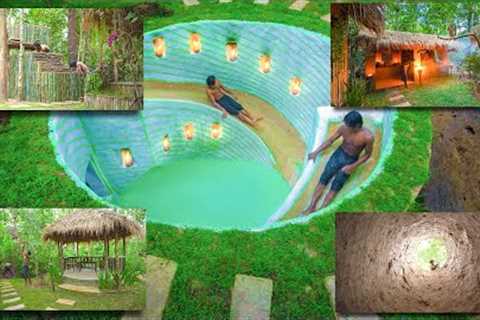 100days Building Bamboo Villa and Underground Water Park in Jungle by Ancient Skills