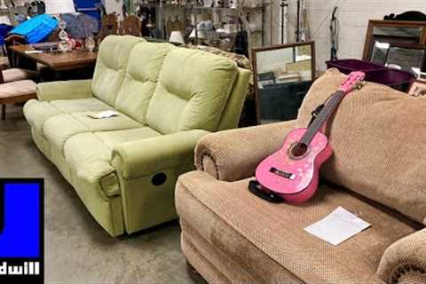 GOODWILL FURNITURE SOFAS ARMCHAIRS TABLES DECOR KITCHENWARE SHOP WITH ME SHOPPING STORE WALK THROUGH