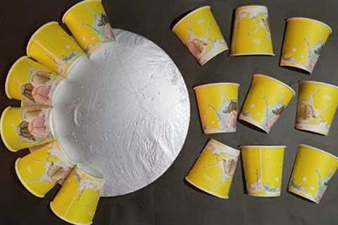 Unique Wall Hanging Craft Ideas Using Waste Paper Cups | Best out of waste cardboard | Home decor |