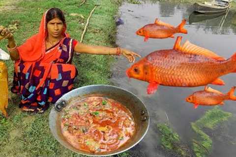 Traditional catching fish by village women, Amazing hand catching fish curry recipe in village style