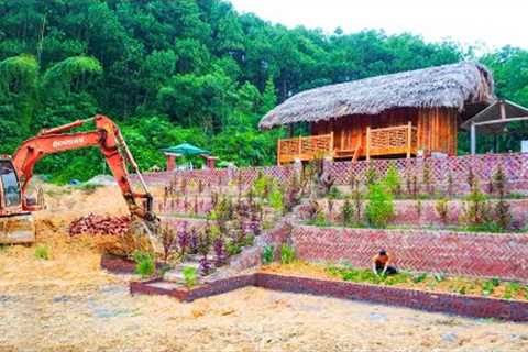 Rent an Excavator To Level The Land. Build a Mold For Growing Vegetables. Alone BUILD LOG CABIN