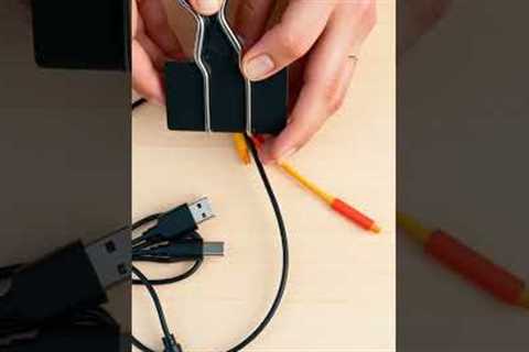 Tangle-Free Cords in Seconds! 🔗✨ Quick Binder Clip Hack #shorts #music