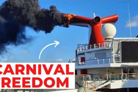 Carnival Freedom Fire 26th May 2022 Docked in Grand Turk