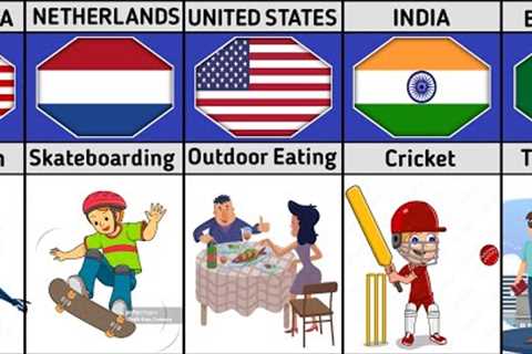 Most common hobbies from different countries. most common hobbies in the world. comparison.