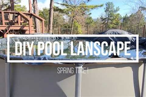 DIY Swimming Pool Landscape #SpringRefresh #DIYLandscape #AboveGroundPoolSurround