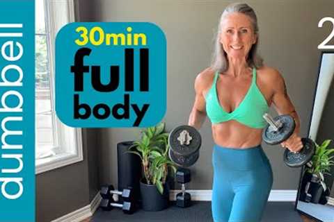 FULL BODY dumbbell workout at home [muscle + strength training plan]