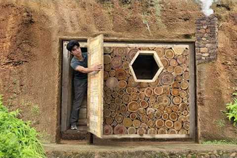 Dig to Build Complete &amp; Warm Survival Shelter | Fish Trap, Catch and Cook