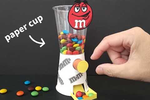 DIY How to make Candy Dispenser from Paper Cup Craft｜Paper Craft Ideas with M&amp;M's