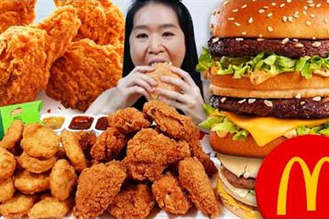 McDONALD'S FRIED CHICKEN &amp; BIG MAC MUKBANG! Crispy McWings, Apple Pie &amp; McNuggets - ASMR..