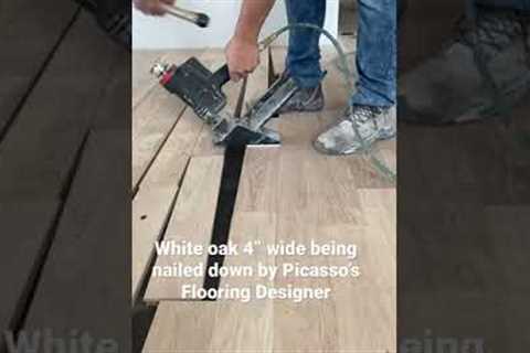 Hardwood flooring installation! #foryou #fyp #flooring #viral #foryoupage #viralvideo #work #follow