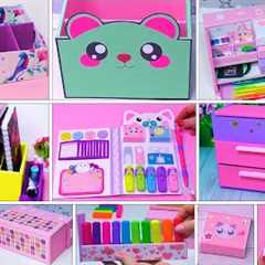 6 Easy ideas + Cardboard and colored paper / Crafts organizers and pencil cases