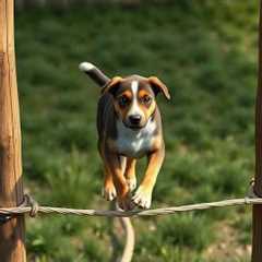 Teaching My Dog to Walk on a Tightrope - Adorable Puppy Trick