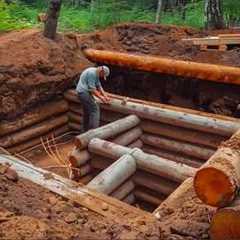 Man Builds 2-Room Log CABIN Underground | Start to Finish by @bushcraftua1