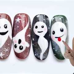 Quick and Easy Halloween Nail Art designs for beginners. 👻 Ghost nail art 👻