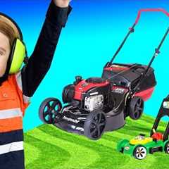 Lawn mowers for children | Yardwork Video for Kids | min min playtime