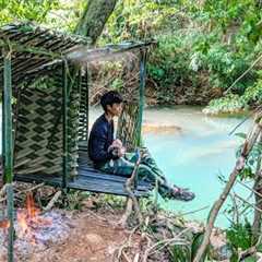 3 Days solo survival CAMPING by the Stream. Primitive Fish Trap, Cooking. Bushcraft Survival Shelter