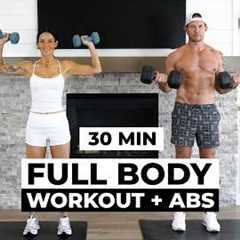 30 Min FULL BODY Workout at Home with Dumbbells + Abs