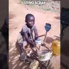 Boy in Africa made his own drum set 👏