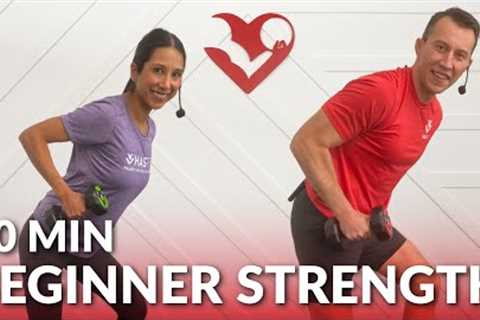 30 Min Full Body Dumbbell Workout for Beginners - Beginner Strength Training at Home with Weight