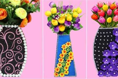 3 Beautiful Cardboard Flower Vase DIY Ideas | How to Make Flower Vase With Cardboard | Flower Vase
