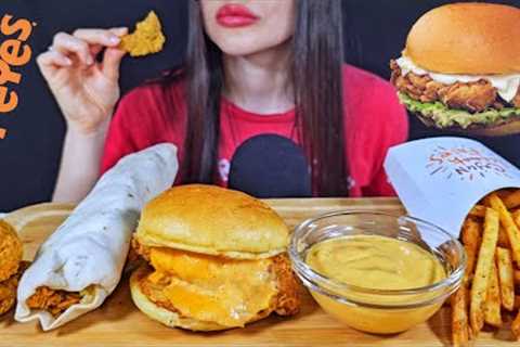 ASMR POPEYES FAST FOOD | FRIED CHICKEN BURGER, CRISPY SANDWICH, FRIES MUKBANG