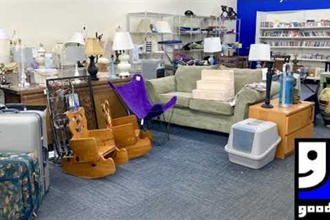 GOODWILL SHOP WITH ME FURNITURE TABLES CHAIRS SOFAS DECOR DINNERWARE SHOPPING STORE WALK THROUGH