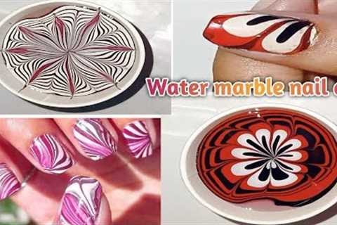 Water marble nail art designs step by step 💅 || Easy Nail Art design