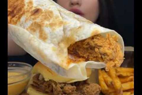 ASMR EATING CRISPY CHICKEN BURGER + FRIES | FAST FOOD MUKBANG #asmr #mukbang #fastfood #crispy