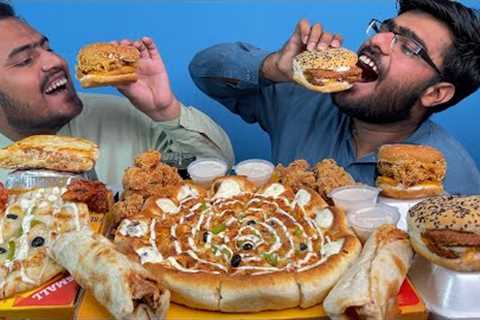 Eating Crown Pizza, Burgers, Fast Food Mukbang Asmr