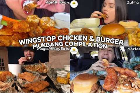 ASMR | WINGSTOP CHICKEN &amp; BURGER MUKBANG COMPILATION | BEST FAST FOOD EATING SHOW | CRUNCHY..
