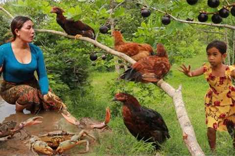 Survival skills- Catch many crab and chicken in forest- Cooking chicken soup +3food of survival