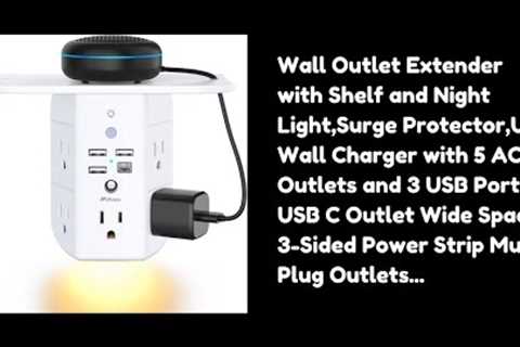 Wall Outlet Extender Review: Best Power Strip with Shelf, Night Light, and USB Ports #outletshelf