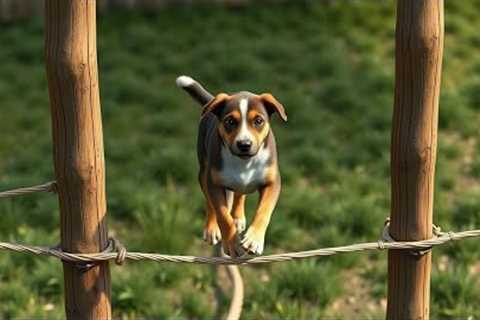 Teaching My Dog to Walk on a Tightrope - Adorable Puppy Trick