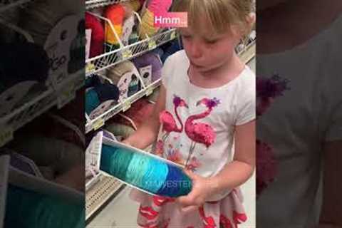 7 y/o goes yarn shopping 🧶 #shorts #crochet #knitting #yarn