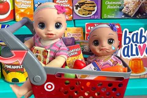 Baby Alive real as can be baby twins go grocery shopping at Target 🛒