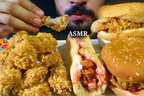 ASMR: EATING SPICY KFC FAST FOOD,ZINGER BURGER,SHAWARMA,WINGS |MUKBANG SHOW