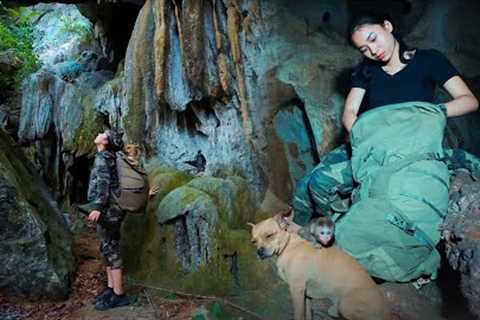 Sheltering In An Amazing Cave - Fairy Bath Under Waterfall - Survival Skills - Camping