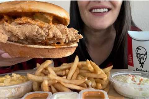 KFC SPICY CRISPY FRIED CHICKEN+SECRET RECIPE FRIES (ASMR EATING SOUNDS) NO TALKING  l  DE LETS EAT