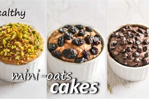 Healthy Mini Oats Cakes- 3 Ways | Eggless, No Microwave, No Oven | Baked Oats With Vegan Option