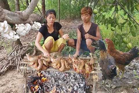 Survival in the forest, Catch and cook chicken for jungle food, Chicken hot chili roasted for dinner