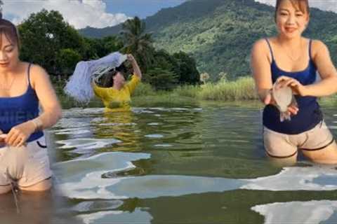 Survival Skills Wild Animals in the Forest, Wild Fish Pond Village Fish Pond Camping Fishing “Hugo