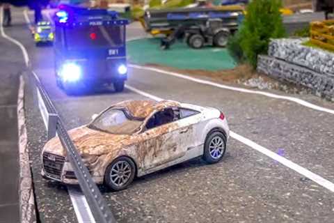 Crashed cars get rescued, RC Volvo, Scania, DAF, MAN collection