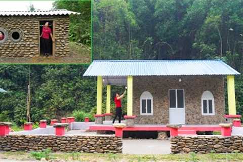 VIDEO TIMELAPSE: From Stone House To Brick House - BUILD LOG CABIN. Start to Finish