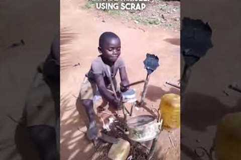 Boy in Africa made his own drum set 👏