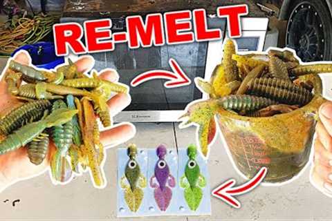 MELTING My Old Plastic Fishing Lures to Pour NEW Baits!! -- (Fish LOVED Them)