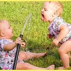 Funny Babies Playing With Water || Baby Outdoor Videos