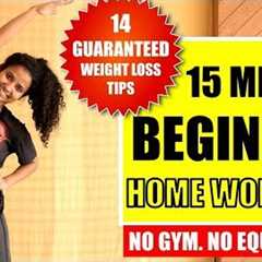 15 Min Easy Fat-Burning Home Workout + 14 Weight Loss Tips | Workout #WithMe