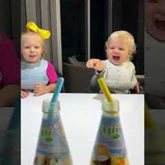 Kids are happy to try new drinks. Funny Baby video!