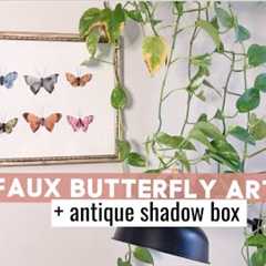 DIY Faux Butterfly Shadow Box + Antiquing a Frame